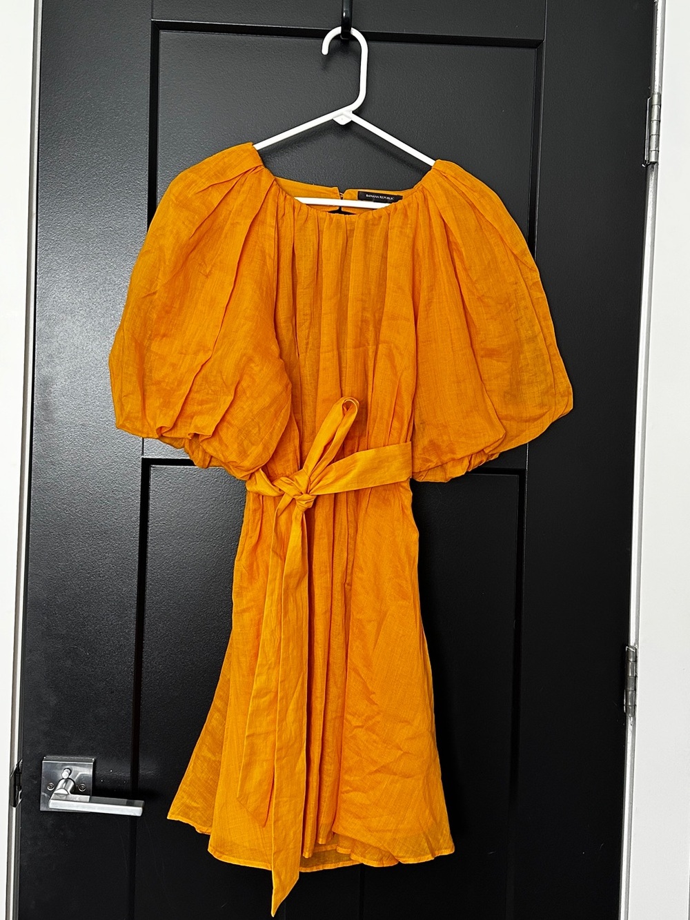 NWT Banana Republic Ramie Open-Back Dress Mango Yellow Size Small